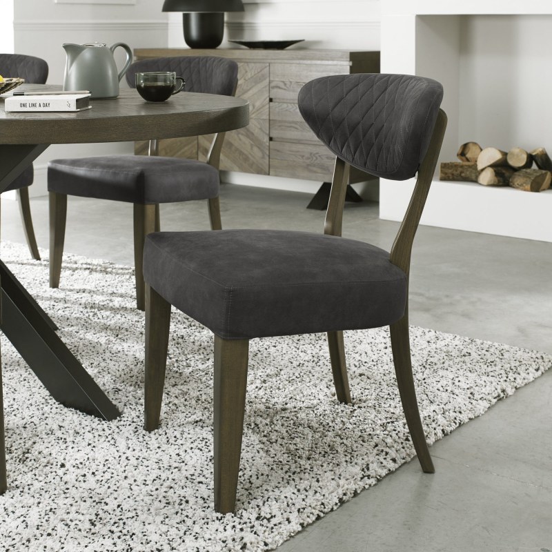 Ellipse Fumed Oak Upholstered Chairs (Dark Grey Fabric)