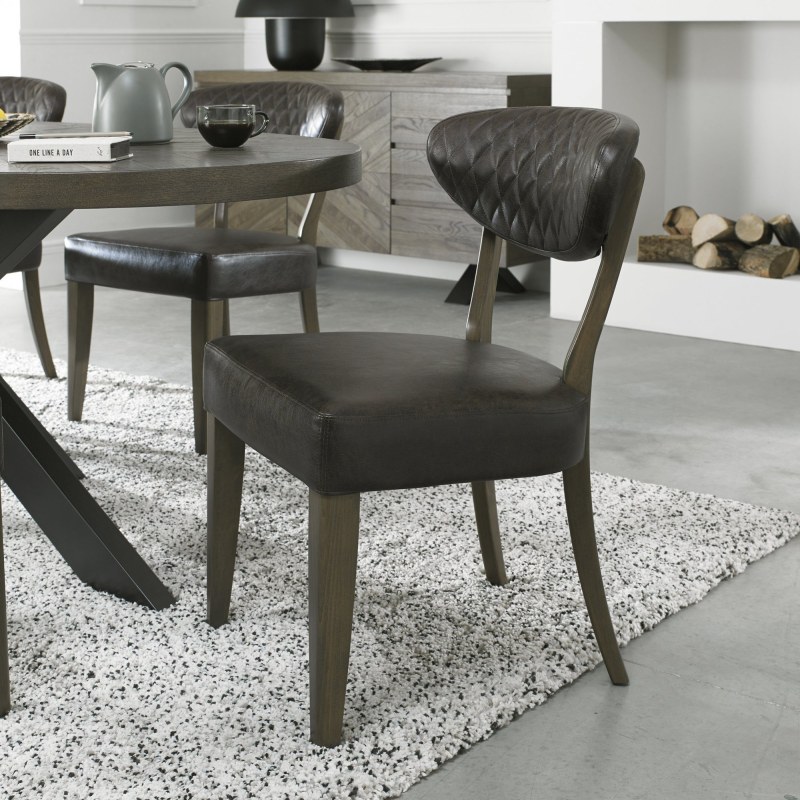 Ellipse Fumed Oak Upholstered Chairs (Old West Vintage Fabric)