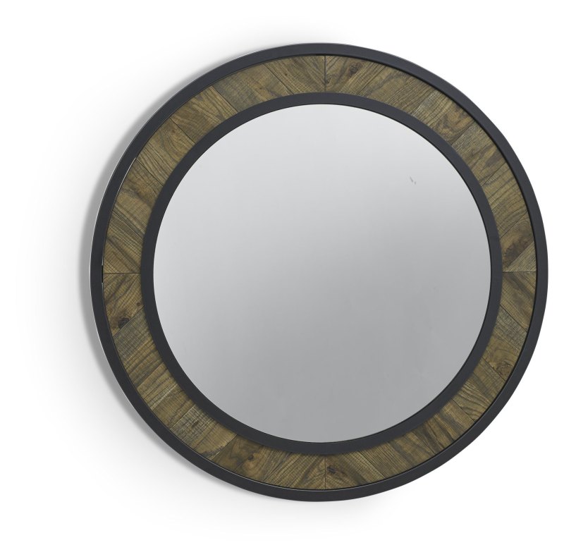 Ellipse Fumed Oak Round Wall Mirror