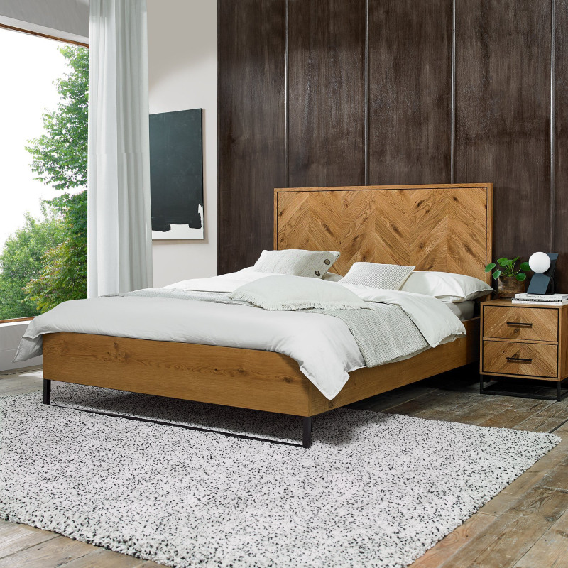 Riva Rustic Oak Double Bedframe (4ft 6) by Bentley Designs