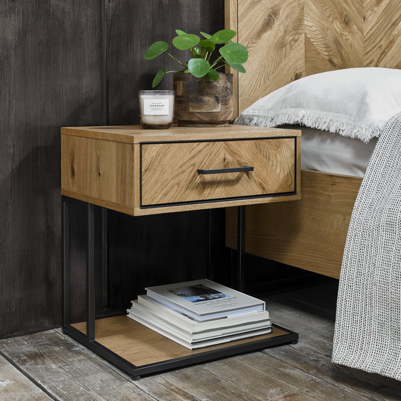 Riva Rustic Oak 1 Drawer Nightstand by Bentley Designs