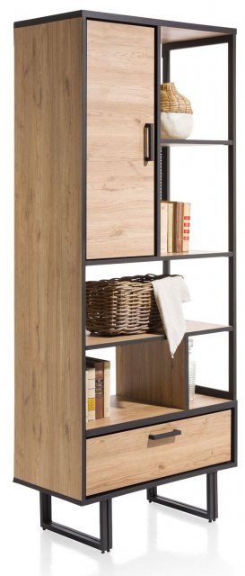 Avalon Bookcase with 1 Door, 1 Drawer & 5 Niches by Habufa