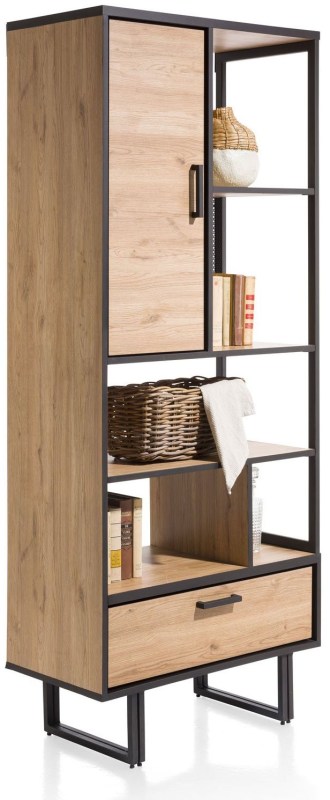 Avalon Bookcase with 1 Door, 1 Drawer & 5 Niches by Habufa