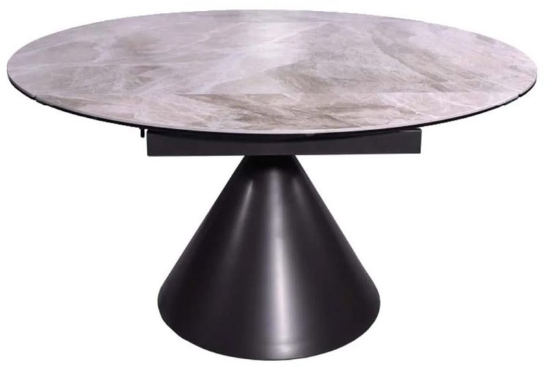 Alonsoe 85cm-136cm Ceramic Swivel Extending Dining Table (Gloss Grey)