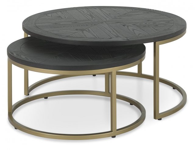 Chevron Peppercorn Ash Nest of Coffee Tables by Bentley Designs