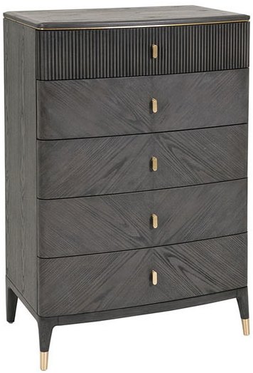 Leotta 5 Drawer Tall Chest (Ebony) by Vida Living