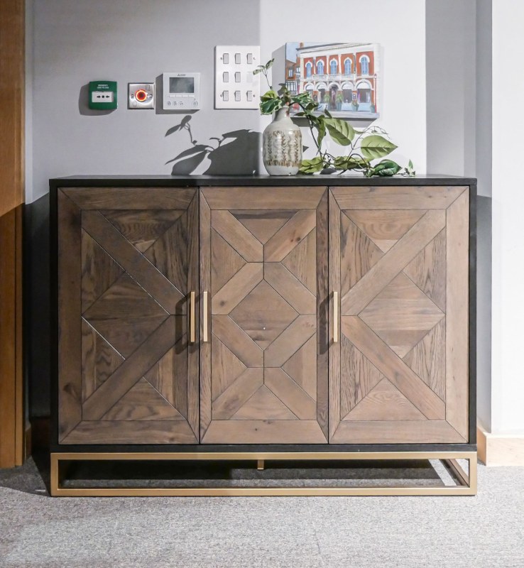 Athens Fumed Oak Narrow Sideboard by Bentley Designs