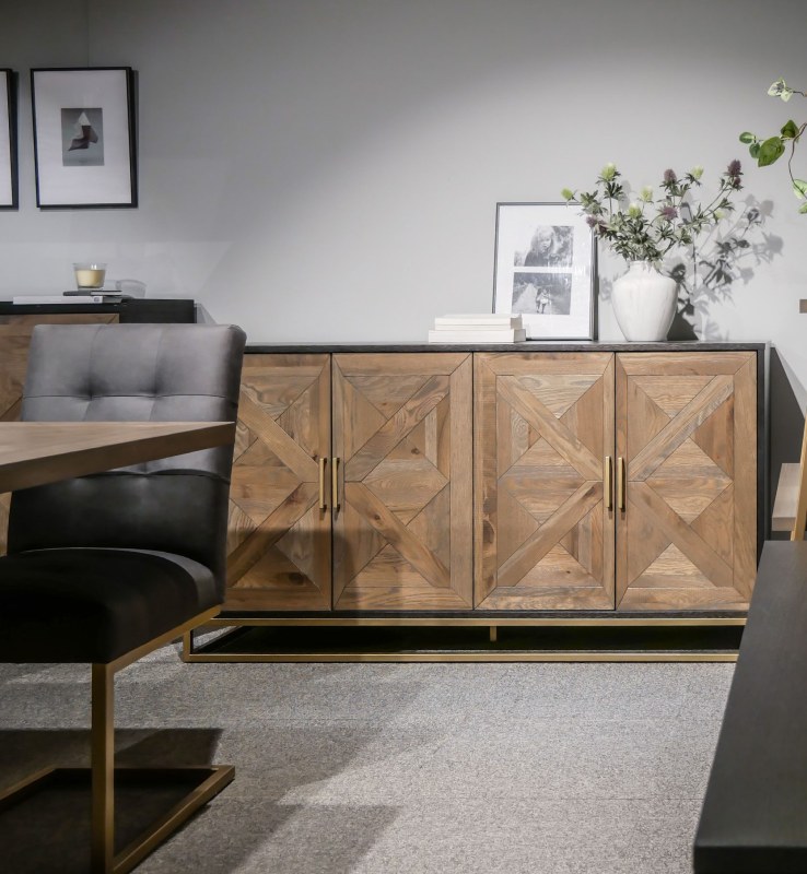 Athens Fumed Oak Wide Sideboard by Bentley Designs