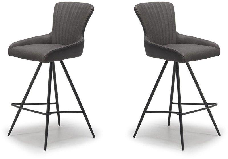 Maria Counter Stool (Dark Grey Faux Leather) by Kesterport