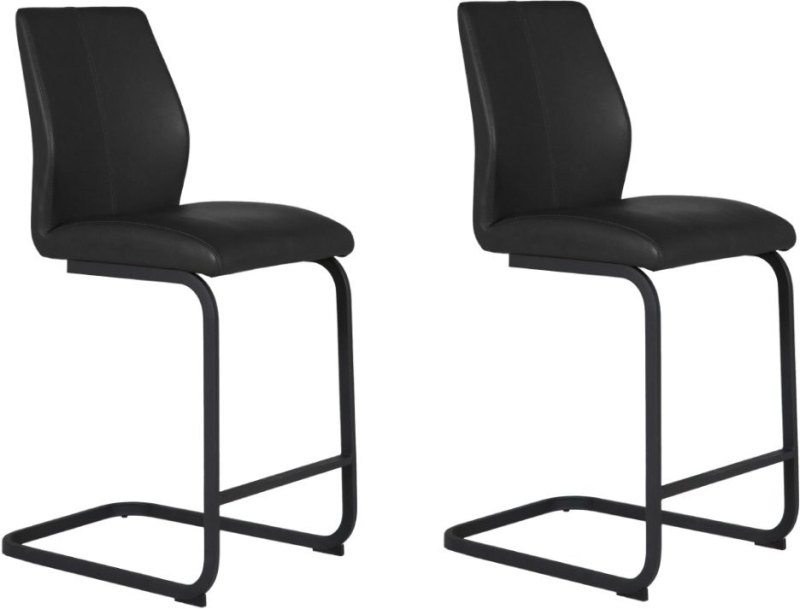 Pair of Vista Counter Stools (Black Faux Leather)