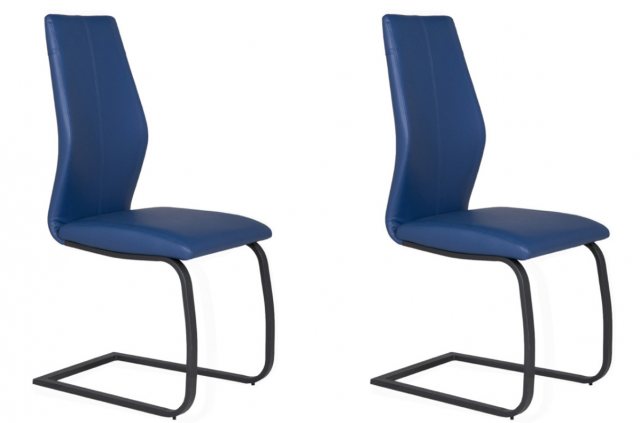 Pair of Vista Dining Chairs (Blue Faux Leather)