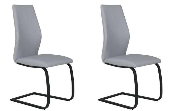 Pair of Vista Dining Chairs (Grey Faux Leather)