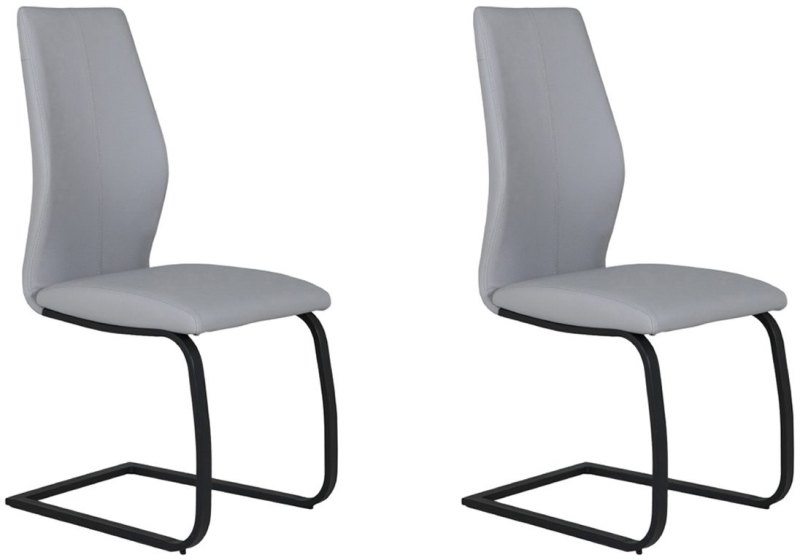Pair of Vista Dining Chairs (Grey Faux Leather)