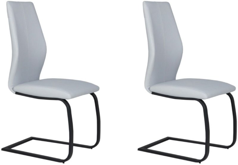 Pair of Vista Dining Chairs (Silver Faux Leather)