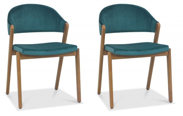 Regent Rustic Oak Dining Chairs (Azure Velvet) by Bentley Designs