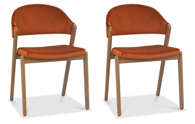 Regent Rustic Oak Dining Chairs (Rust Velvet) by Bentley Designs