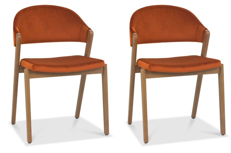 Regent Rustic Oak Dining Chairs (Rust Velvet) by Bentley Designs