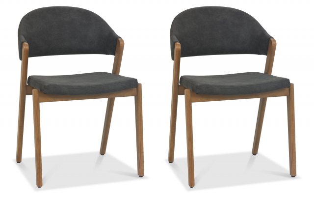 Regent Rustic Oak Dining Chairs (Dark Grey Fabric) by Bentley Designs