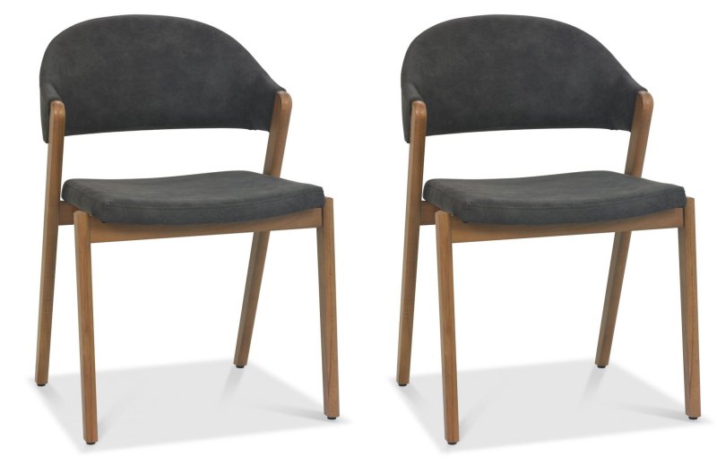 Regent Rustic Oak Dining Chairs (Dark Grey Fabric) by Bentley Designs