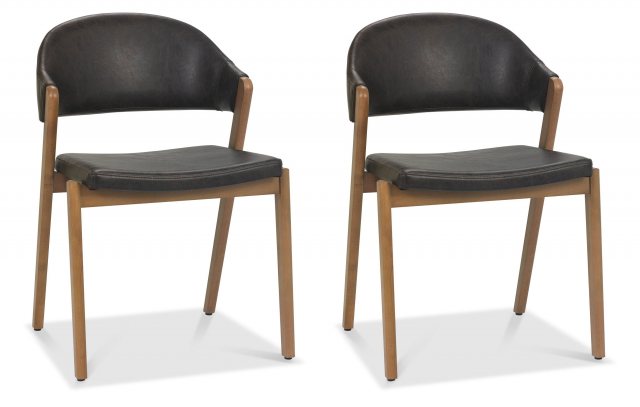 Regent Rustic Oak Dining Chairs (Old West Vintage Faux Leather) by Bentley Designs