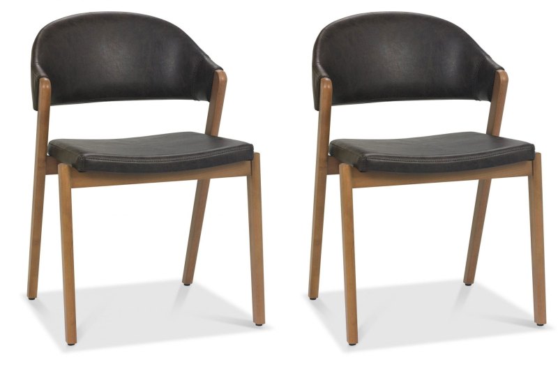 Regent Rustic Oak Dining Chairs (Old West Vintage Faux Leather) by Bentley Designs