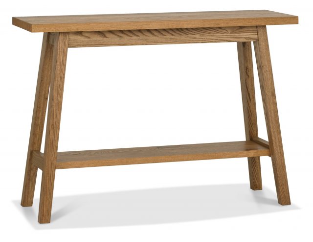Regent Rustic Oak Console Table with Shelf by Bentley Designs