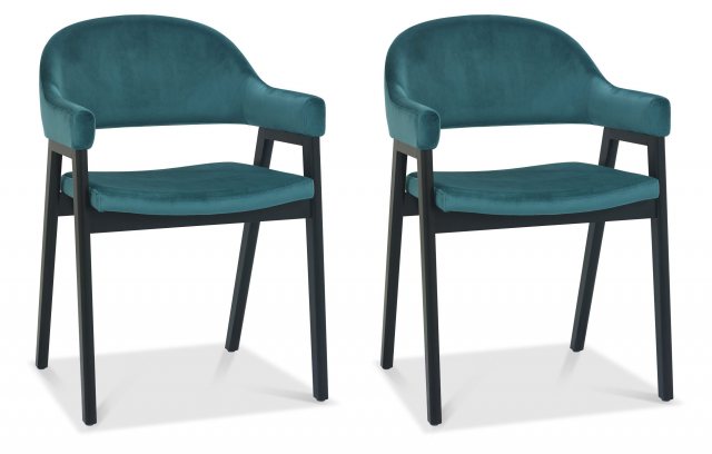 Regent Peppercorn Dining Armchairs (Azure Velvet) by Bentley Designs