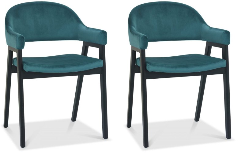 Regent Peppercorn Dining Armchairs (Azure Velvet) by Bentley Designs