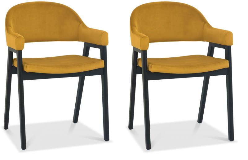 Regent Peppercorn Dining Armchairs (Mustard Velvet) by Bentley Designs