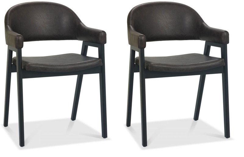 Regent Peppercorn Dining Armchairs (Old West Vintage Faux Leather) by Bentley Designs