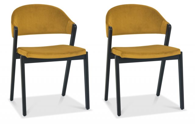 Regent Peppercorn Dining Chairs (Mustard Velvet) by Bentley Designs