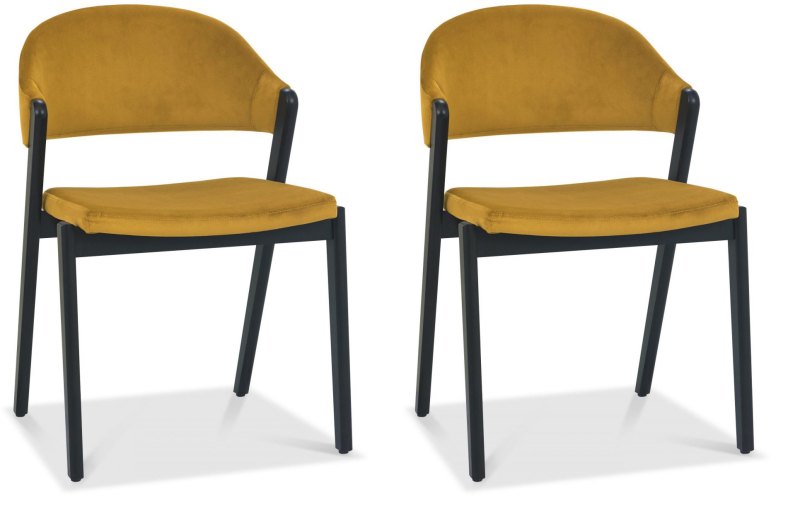 Regent Peppercorn Dining Chairs (Mustard Velvet) by Bentley Designs