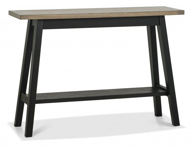 Regent Weathered Oak & Peppercorn Console Table with Shelf by Bentley Designs