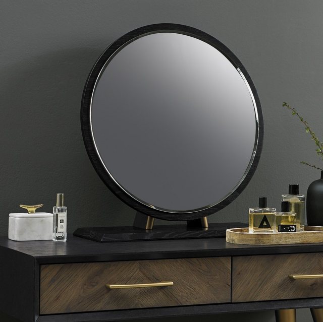 Sienna Fumed Oak & Peppercorn Gold Vanity Mirror by Bentley Designs