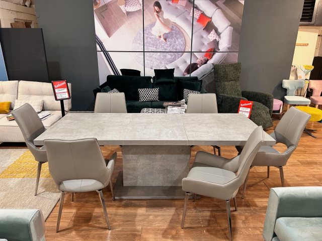 Petra 160-220 x 90cm Extending Dining Table & 6 Spinello Chairs (Showroom Clearance)