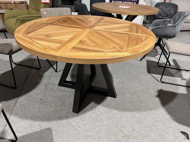Indus 125cm Round Fixed Dining Table by Bentley Designs (Showroom Clearance)