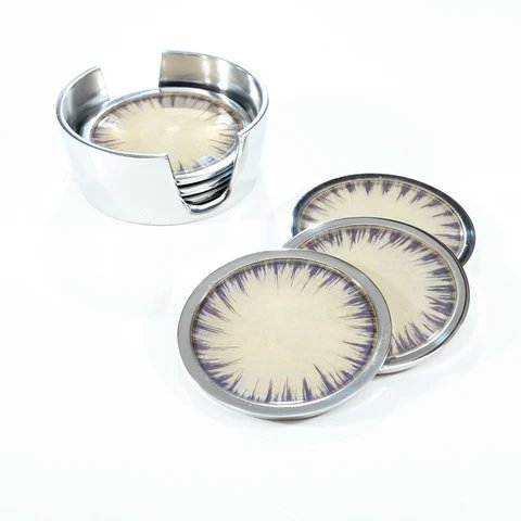 Brushed Silver Coaster Set of 6 Brushed Silver Coaster Set of 6