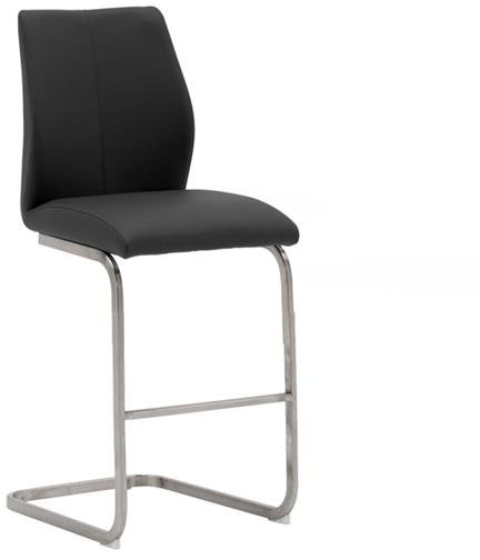 Pair of Irma Counter Stools (Black & Brushed Steel) Pair of Irma Counter Stools (Black & Brushed Steel)