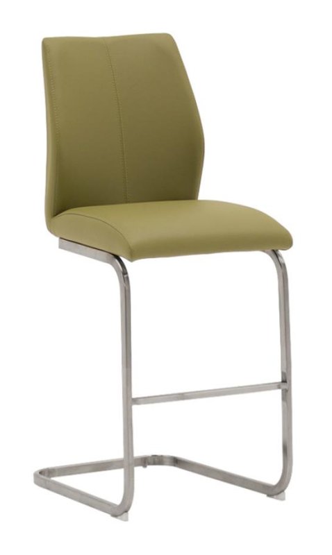 Pair of Irma Counter Stools (Olive & Brushed Steel) Pair of Irma Counter Stools (Olive & Brushed Steel)