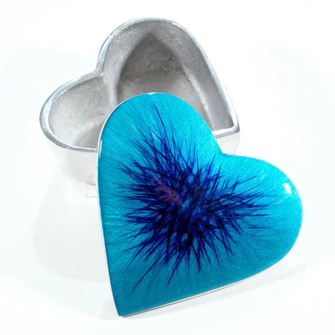 Brushed Aqua Heart Trinket Box 10cm Brushed Aqua Heart Trinket Box 10cm