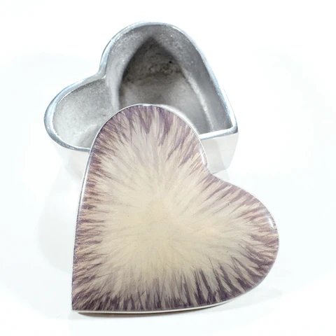 Brushed Silver Heart Trinket Box 10cm Brushed Silver Heart Trinket Box 10cm