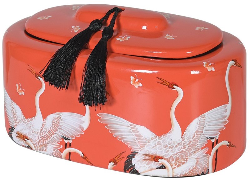 Coral Lidded Bird Jar Coral Lidded Bird Jar