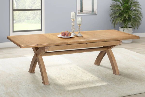 Queensbury Oak Small Cross Leg 180-260cm Extending Dining Table Queensbury Oak Small Cross Leg 180-260cm Extending Dining Table