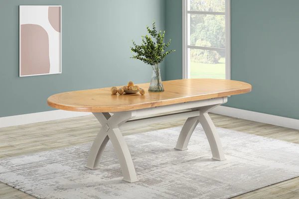 Queensbury Painted Oval Cross Leg 176-256cm Extending Dining Table Queensbury Painted Oval Cross Leg 176-256cm Extending Dining Table