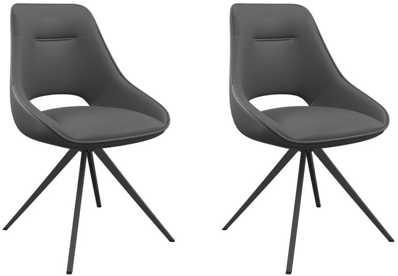 Pair of Cerutti Dark Grey Swivel Dining Chairs Pair of Cerutti Dark Grey Swivel Dining Chairs