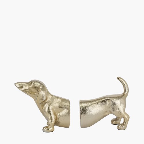 Gold Sausage Dog Book Ends Gold Sausage Dog Book Ends