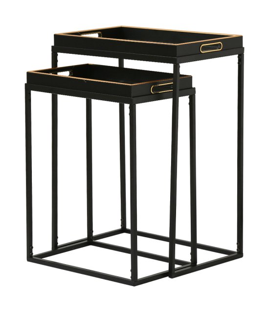 Set Of 2 Antique Gold Leaves Nesting Tables Set Of 2 Antique Gold Leaves Nesting Tables