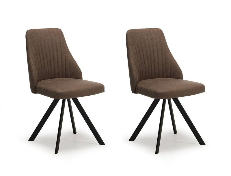 Pair of Austin Dining Chairs (Brown Faux Leather) by Kesterport Pair of Austin Dining Chairs (Brown Faux Leather) by Kesterport