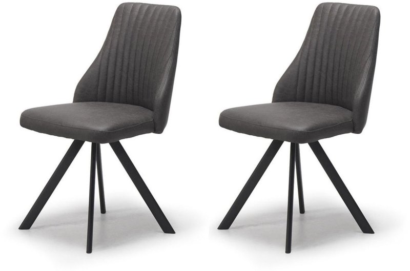 Pair of Austin Dining Chairs (Dark Grey Faux Leather) by Kesterport Pair of Austin Dining Chairs (Dark Grey Faux Leather) by Kesterport