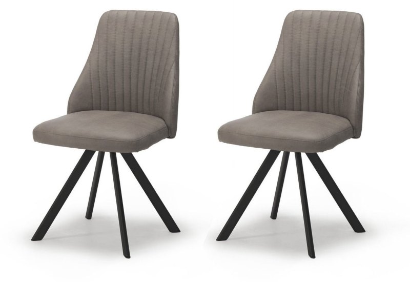Pair of Austin Dining Chairs (Light Grey Faux Leather) by Kesterport Pair of Austin Dining Chairs (Light Grey Faux Leather) by Kesterport
